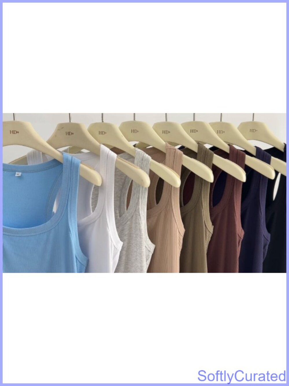 Square Neck Racerback Ribbed Slim Fit Tank Top - Picture 6 of 6